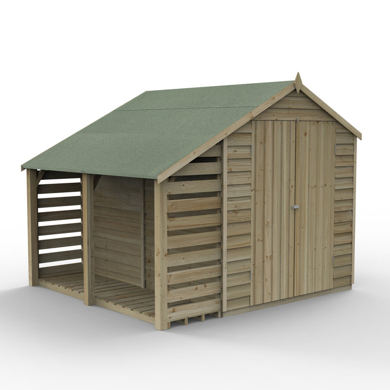  4Life 6x8 Pressure Treated Apex Shed - Double Door No Window with Lean To, Yes