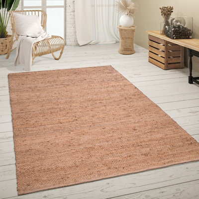 Tapis brun clair en fibres naturelles tressées à la main Rectangle