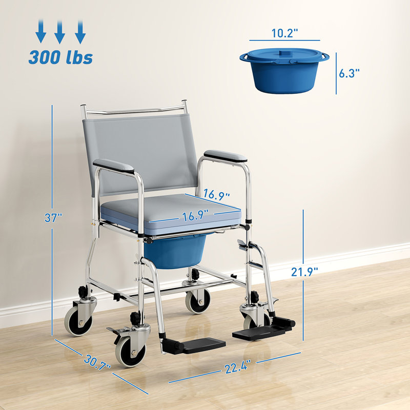 Fauteuil roulant de chevet avec siège rembourré