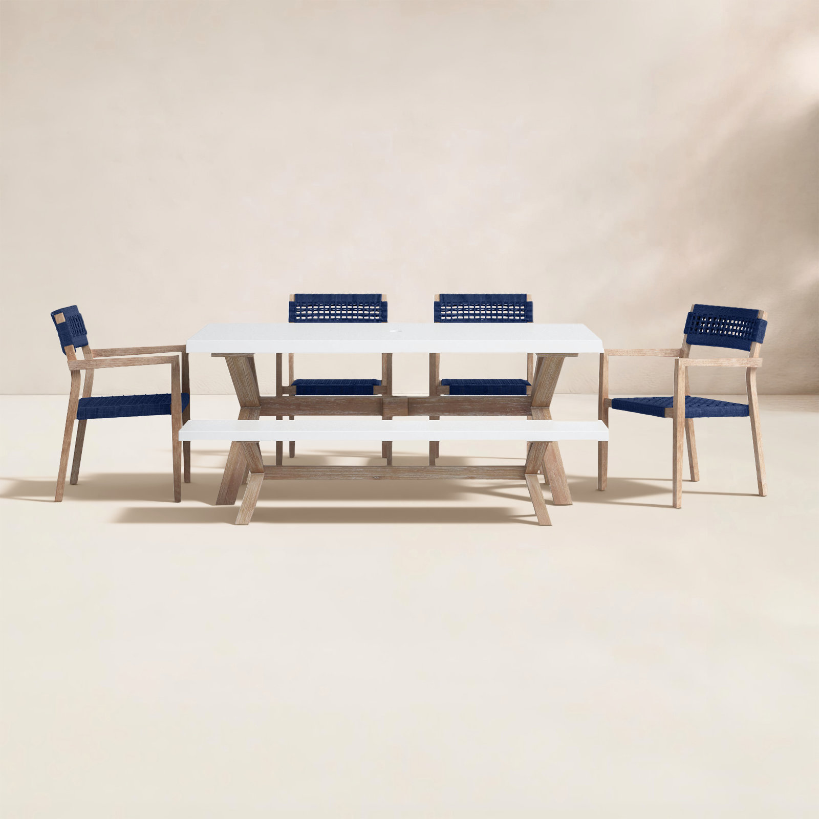 Fleur 74" Eucalyptus Patio Dining Set