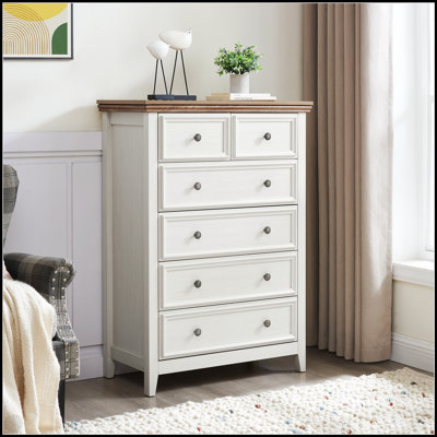 Commode moderne à 6 tiroirs avec mécanisme anti-basculement, rangement spacieux et poignées en métal élégantes pour une organisation élégante