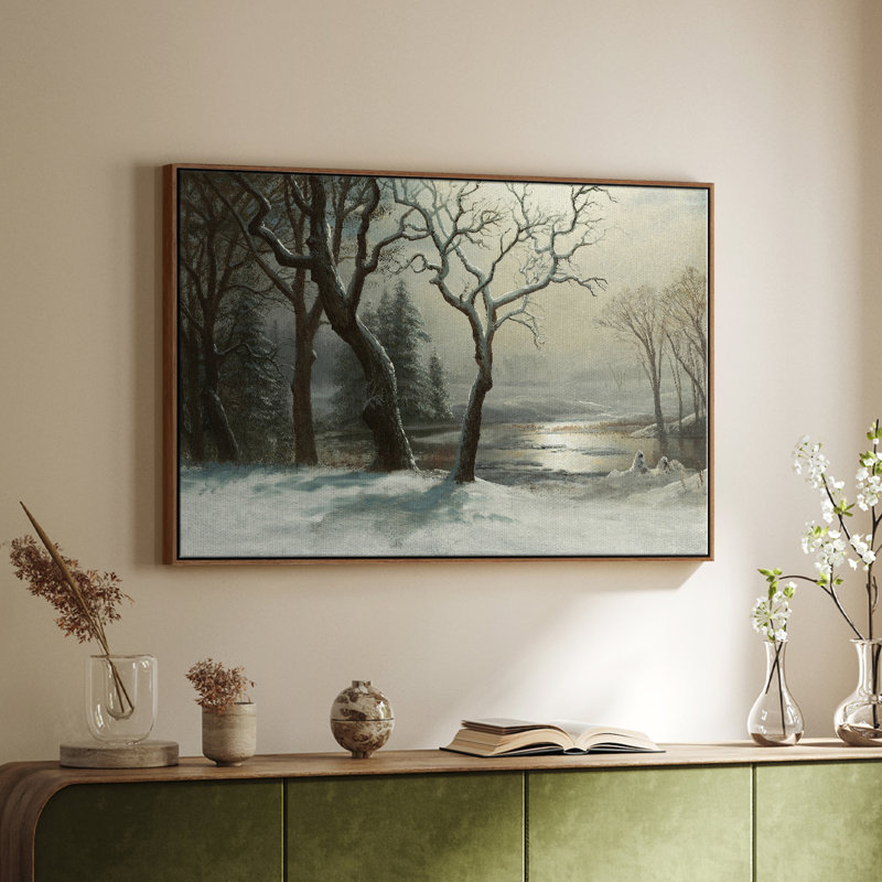 Paysage rétro - Mix, Toile encadrée noyer flottant, H 27 po x l 41 po x P 2 po