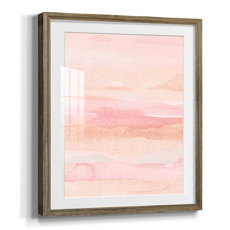 Rose Fade II, peinture sur papier encadrée, Noyer