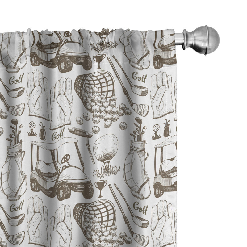 Golf Semi-Sheer Rod Pocket Curtain Panels, 28" x 84"