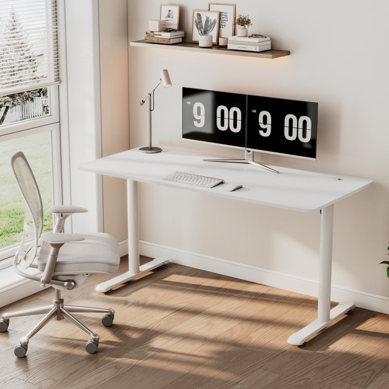 Metal Base Computer Desk, White