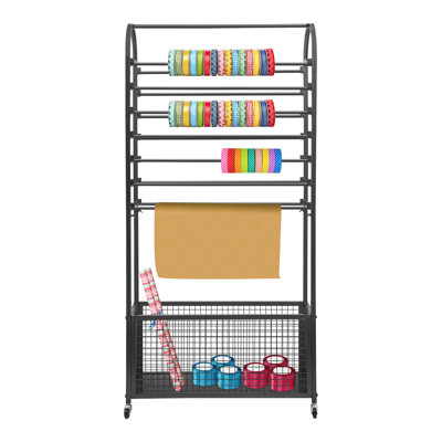 8 Tier Freestanding Ribbon Holder Organizer Rack Flower Wrapping Paper Storage Stand