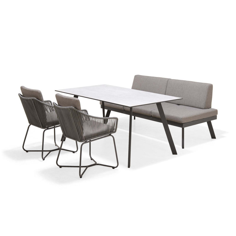 Ensemble de salle à manger rectangulaire en aluminium 63 po pour 4 personnes Anima