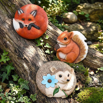 Ensemble de 3 pierres décoratives extérieures pour tremplin de jardin pour trottoir de jardin