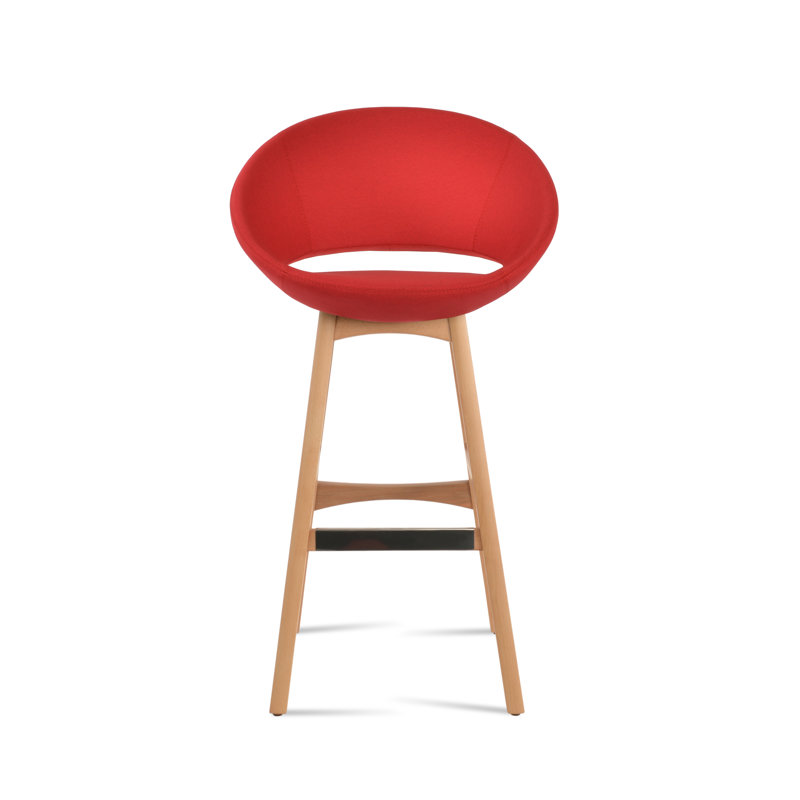 Tabouret Crescent, Tabouret de bar (siège d'une hauteur de 28 po), Naturel, Rouge d’époque