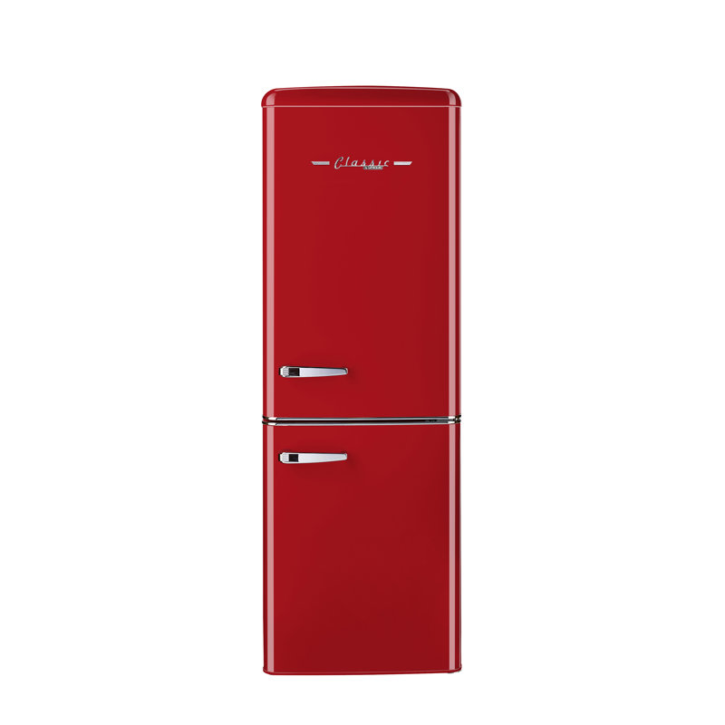 Classic Retro 21.6" Manual Defrost 7 cu. ft. Energy Star Certified Bottom Freezer Refrigerator, Candy Red