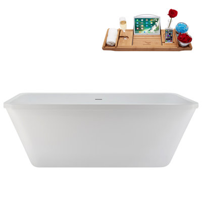 Baignoire autoportante et plateau 60 "avec drain interne 60" Streamline