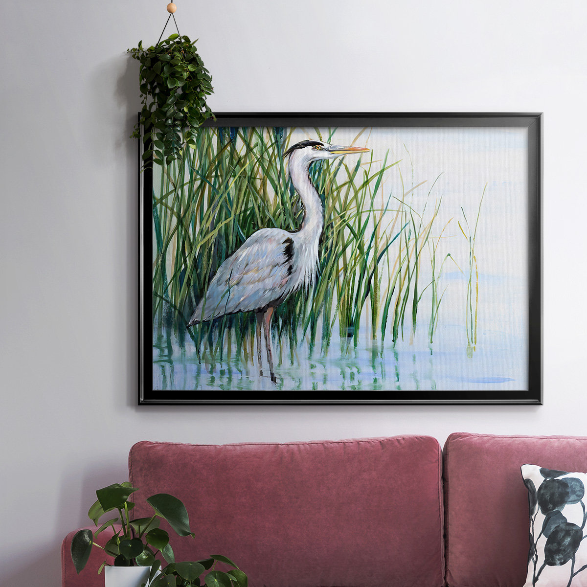 Winston Porter Heron In The Marsh I Framed On Canvas Print | Wayfair