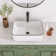 Ally 19" White Vitreous China Rectangular Vessel Bathroom Sink with Top Black Trim