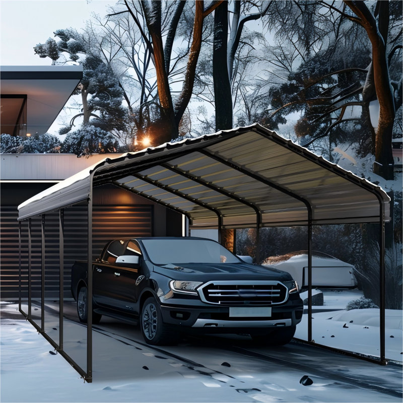 12 X 20ft Galvanized Steel Carport Heavy Duty - All-Weather Shelter for Cars, Trucks, RV, Snow & UV Protection