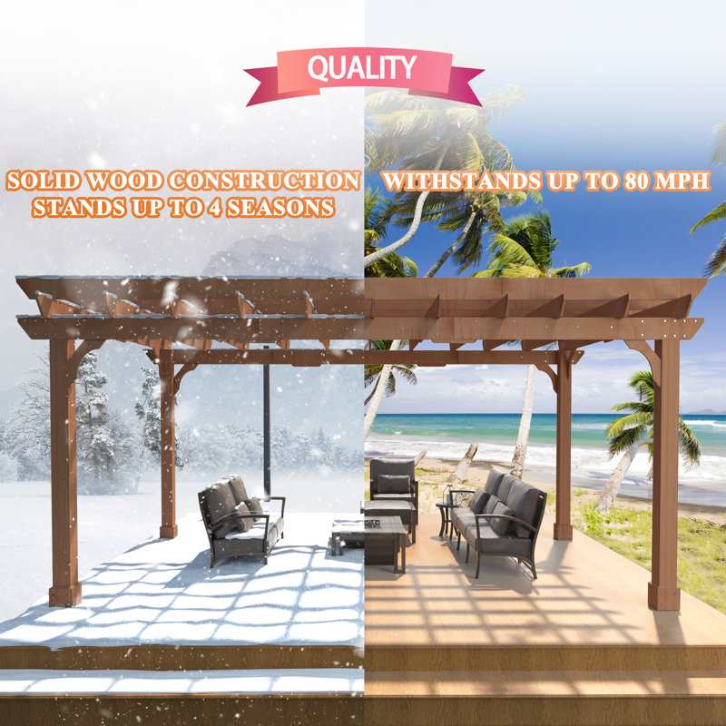 Solid Wood Pergola, 16 ft. W x 12 ft. D