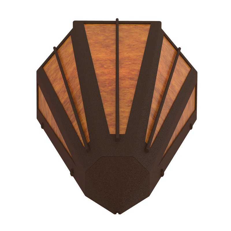 1 - Light Flush Mounted Sconce, Café Noir, Mica, Amber
