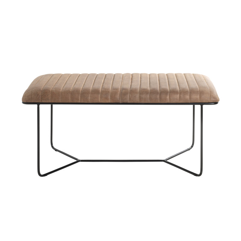 Layoune Genuine Leather Upholstered Bench