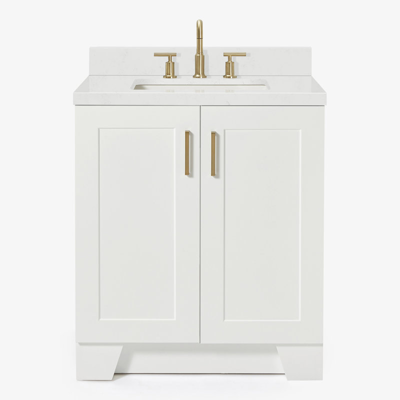 31 IN.  Single Bathroom Vanity, Rectangle, White, White Quartz
