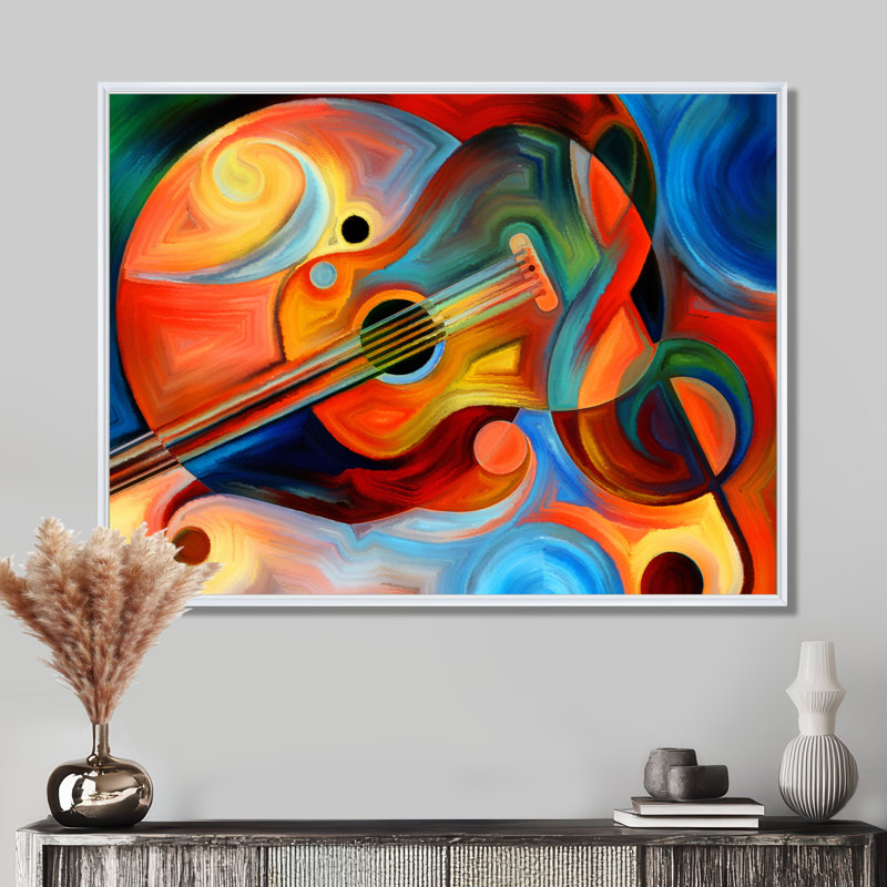 «Music and Rhythm - Abstract», reproduction d'art sur toile encadrée, Cadre flottant, H 24 po x l 32 po, Blanc