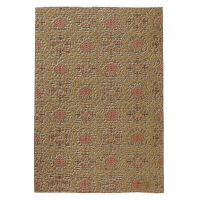 Flatweave Wool Ikat Area Rug in Beige And Multi