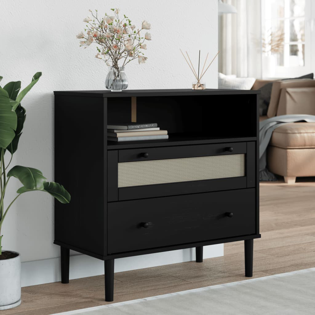 80cm Sideboard Rattan Look