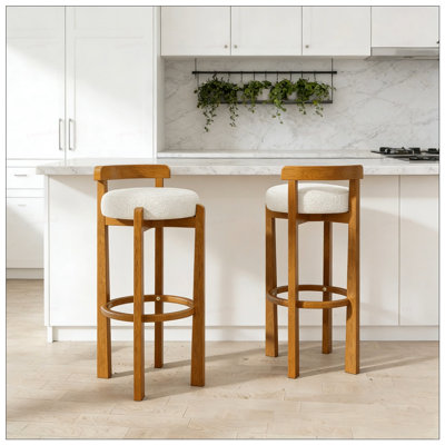 Tabouret de bar à dossier bas en bois Elise