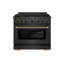 ZLINE Designer 36 in. Paramount Dual Fuel Range in Black Satin Steel with Black and Bronze Accents-1256768623