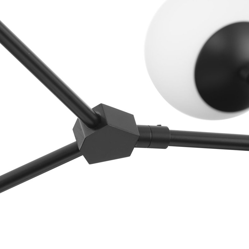 Lustre linéaire spoutnik moderne à 6 lumières Haas, Noir mat