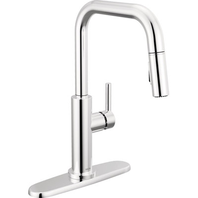 Delta Nicoli U-Spout Pull Down Sprayer Kitchen Sink Faucet, Single Handle Kitchen Faucet