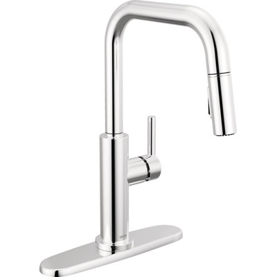 Nicoli Chrome U-Spout Kitchen Faucet with Pull Down Sprayer, Modern Single Hole Kitchen Sink Faucet, Single Handle, Chrome