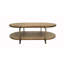Table à cocktail en placage et en métal, finition latté, espace de rangement, brun, table de l 50,68 po x l 29,3 po x H 16,97 po, lattes, placages, caractéristiques, fonctionnalité, 52 po 29 po 17 po