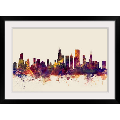 «Fancy Chicago Illinois Skyline» par Michael Tompsett - reproduction d'art