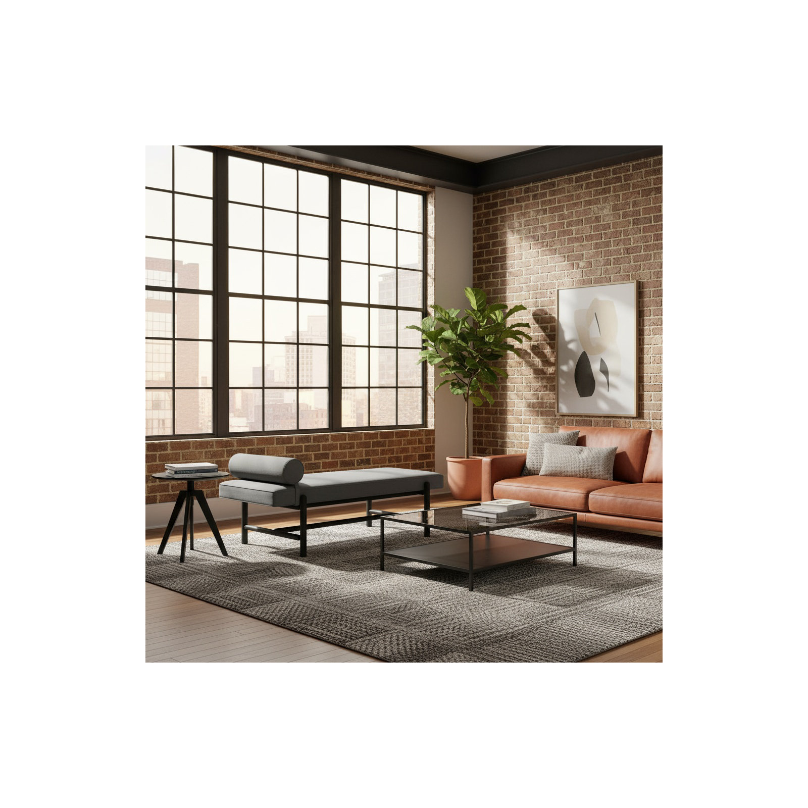 Cellire Bench, Charcoal, Black
