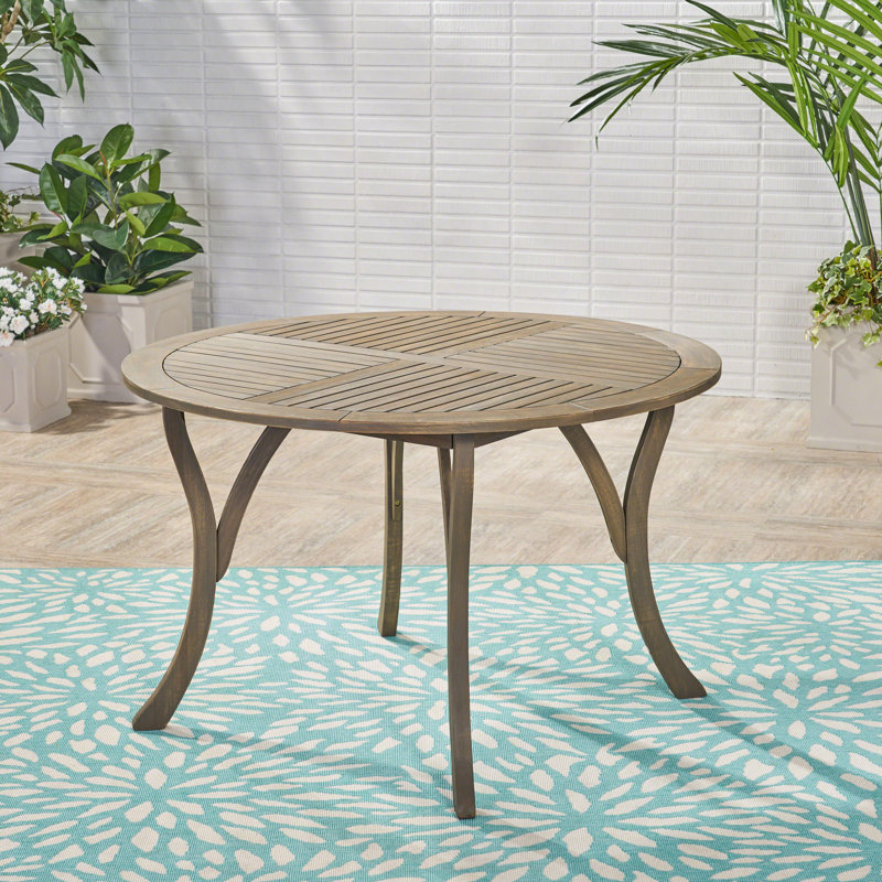 Balhi Round Acacia Outdoor Dining Table , 47.25'' in. W 47.25'' in. D, Gray