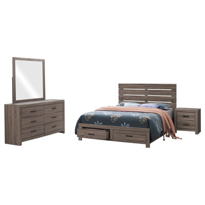 Ensemble de chambre avec grand lit Silc, 4 pièces, brun chêne et bronze foncé