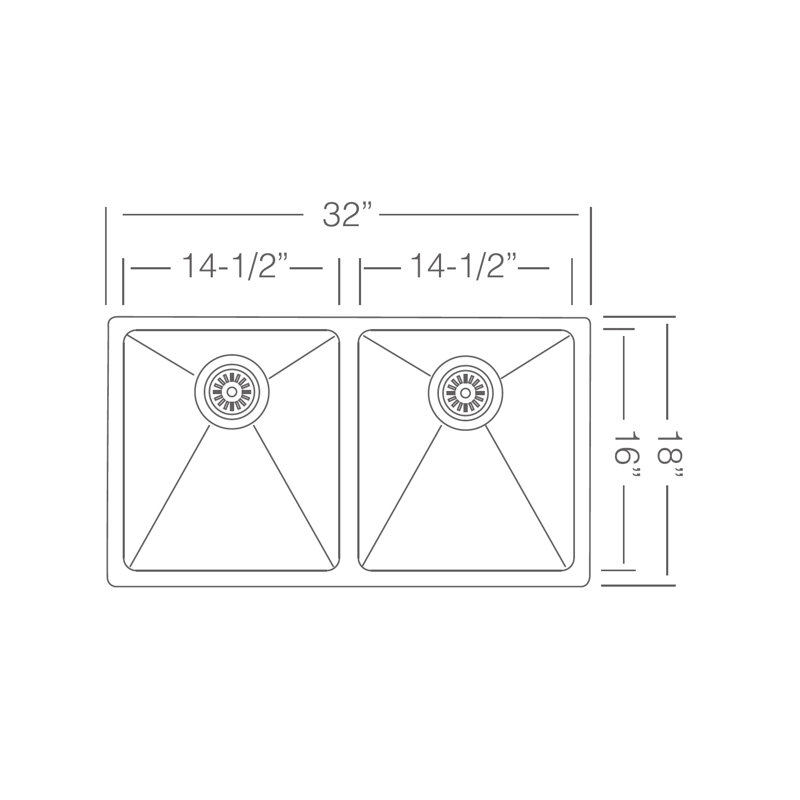 32" Medium Equal Bowl Sink