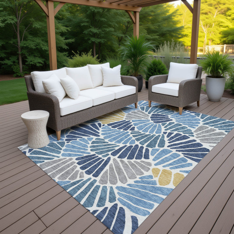 Machine Washable Indoor/Outdoor Chantille ACN2384 Floral Rug, Rectangle 9' x 12'