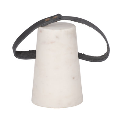 Marrice Decorative Object Marble and Leather Modern Handle Accent for Home Office Decor - 5" Black & White