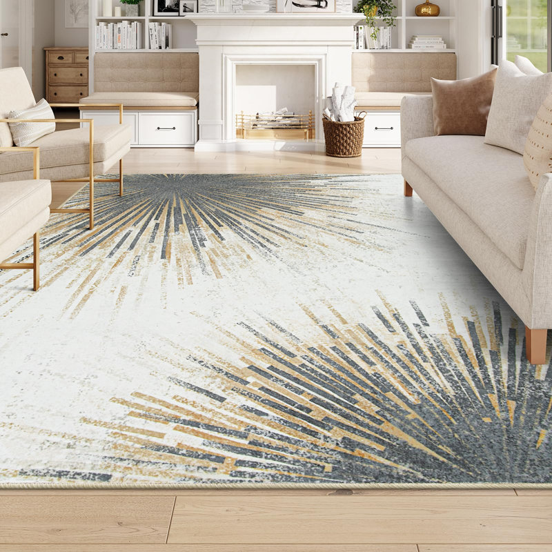 Mordern Washable Area Rug for Living Room Non-Slip Soft Rug for Bedroom Abstract Carpet, Rectangle 8' x 10'
