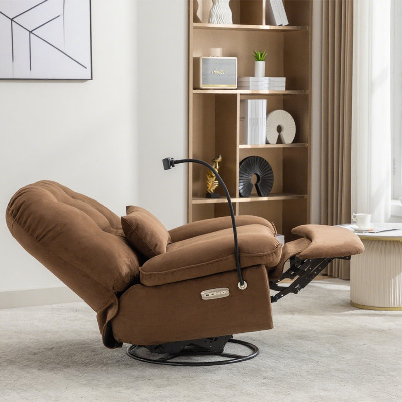 Swivel Glider Power Recliner, Ergonomic Reclining Chair with USB Charger and Bluetooth Audio Player, Versatile Leisure Seat for Office Work, Gaming, Relaxation & Sleeping