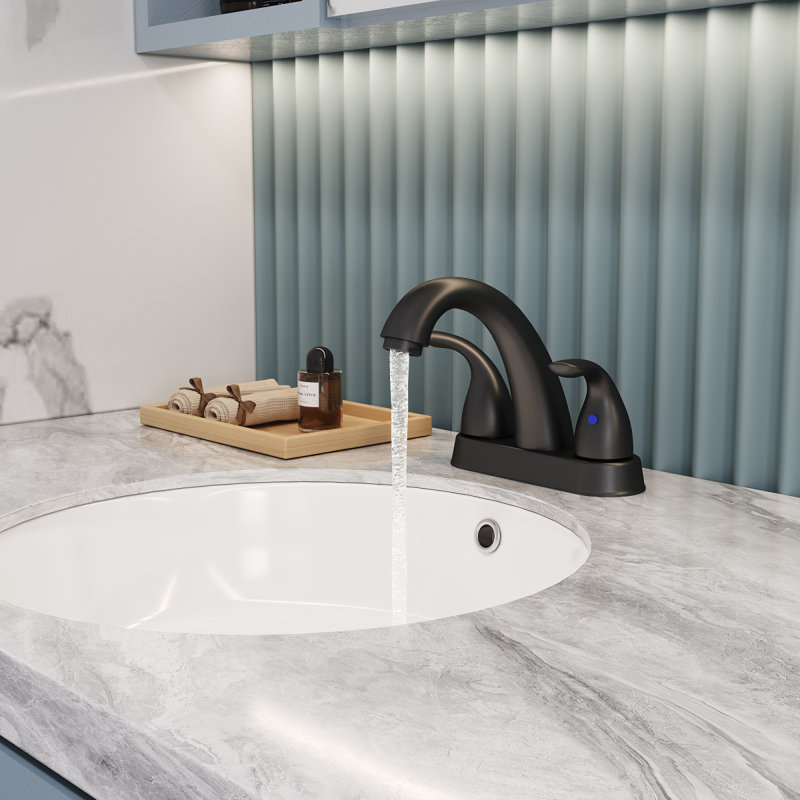 Robinet de lavabo de salle de bain à 2 poignées 5,45 po certifiées CUPC par deux (finition noir mat), Noir mat