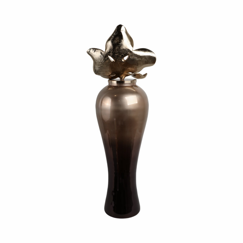 Quincy Handmade Glass/Aluminum/Acrylic Floor Vase, 42" H x 15" W x 12" D