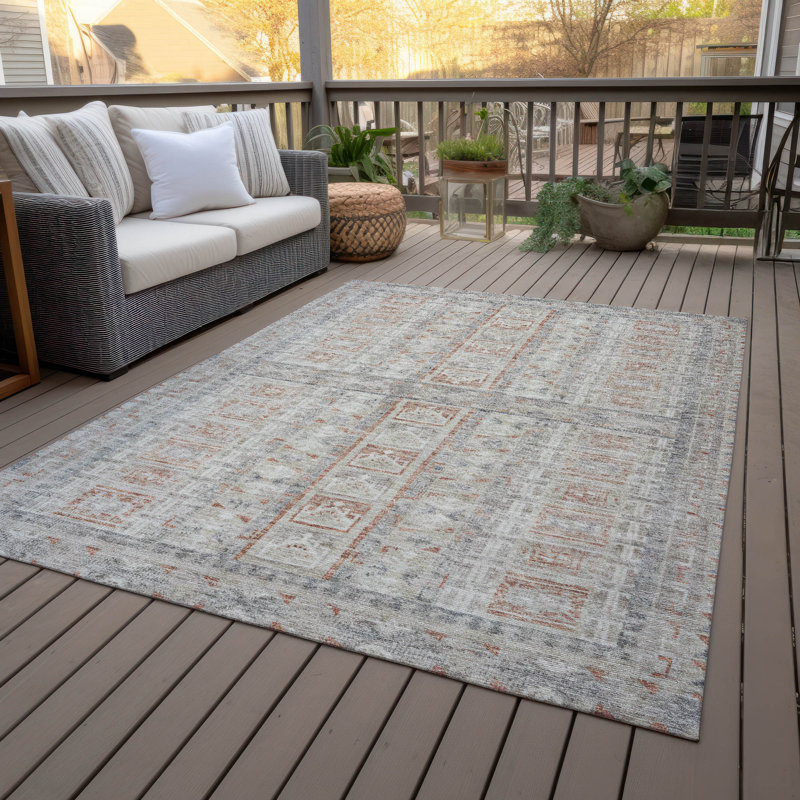 Machine Washable Indoor/Outdoor Brathwaite ACN2173 Striped Rug, Rectangle 8' x 10'