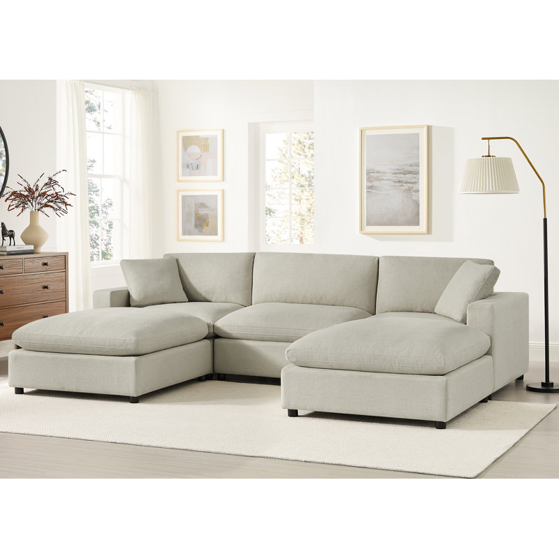 Vinessa 5-Piece Modular Sectional, Beige Polyester
