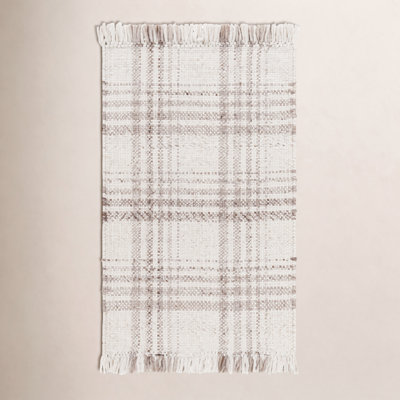 Cay Hand-Woven Taupe Plaid Rug