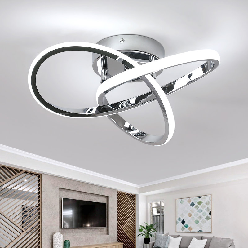 Aziria 3-Light LED Flush Mount Ceiling Light, Chrome, 11cm H x 30cm W x 30cm D, Neutral light (4500K)