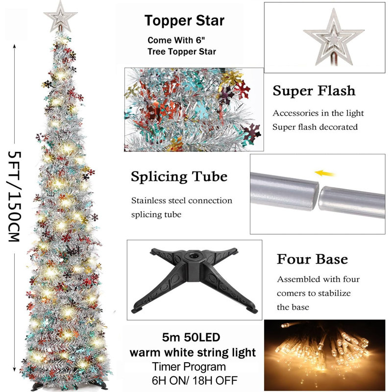 150cm H Lighted Artificial Christmas Tree