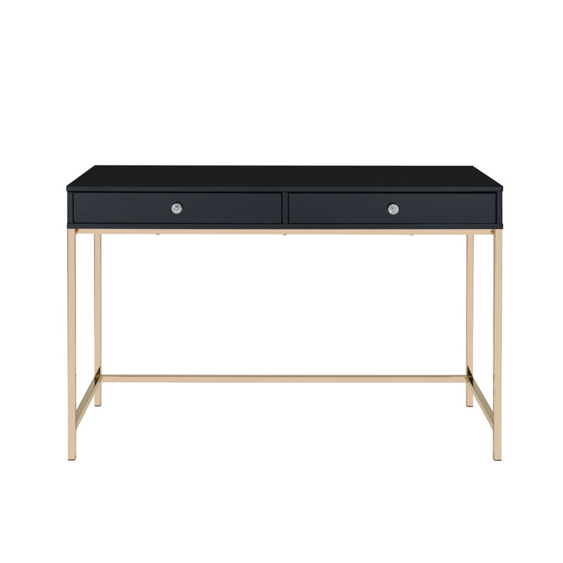 Bureau d'écriture rectangulaire à 2 tiroirs ultrabrillant