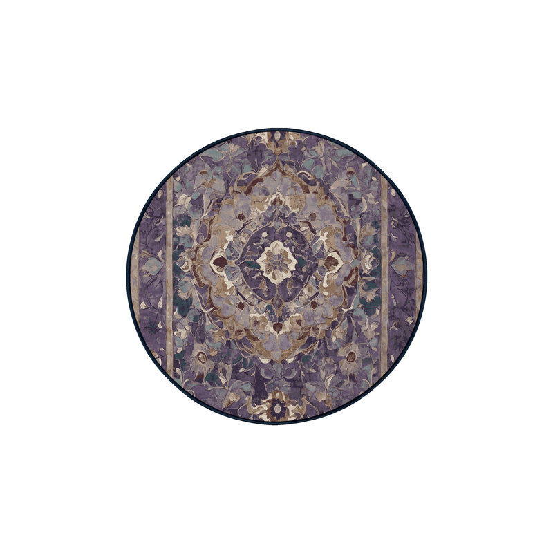 Tapis mauve lavable à la machine, Rond 5 pi