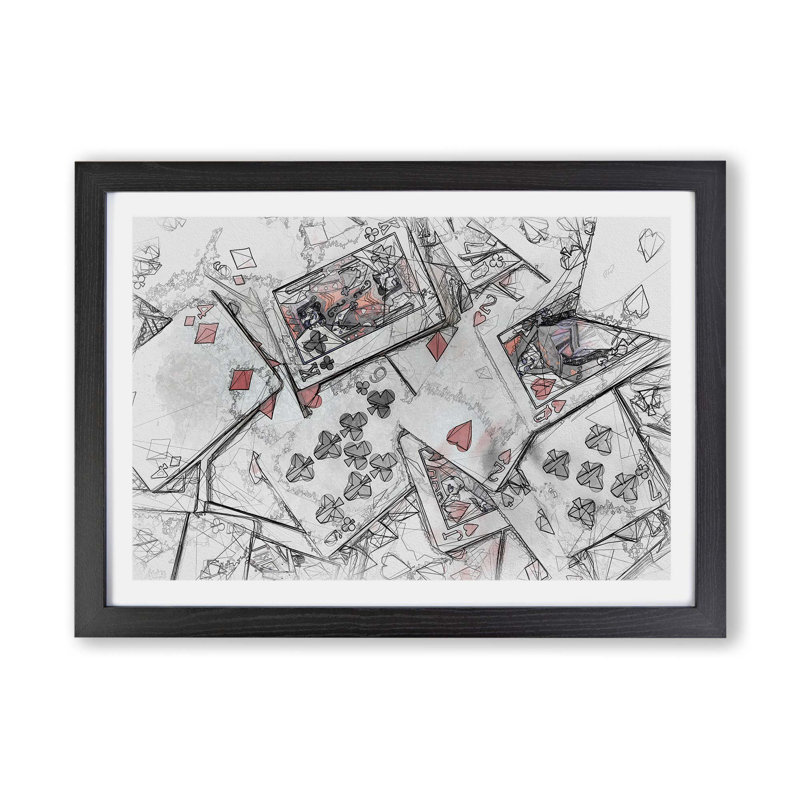 Deck of Cards - Framed Print, 45cm H x 63cm W x 2cm D, Black